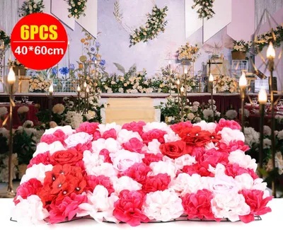 Produktbild von 6 Stück DIY  Blumenwand  Kunstblumen Hochzeit Hintergrund Party Nachbildung Seidenblumen Wandplatte    für Büro, Küche, Garten, Party WandNachbildungation