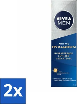 Produktbild von NIVEA MEN - Anti-Age - Feuchtigkeitsspendendes Gesichtsgel mit Hyaluron - 50 ml - Vorteilspack - 2 Stücke