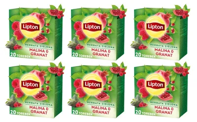 Produktbild von Lipton Grüner Tee Himbeere Granatapfel 6x 20 Teebeutel - Pyramiden Grüntee