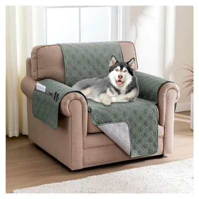 Produktbild von Sofaüberzug Anti-Rutsch für 1-Sitzer (51x55cm) Schonbezüge für Wohnzimmer-Sessel, Hunde und Haustiere, Lilienkissen