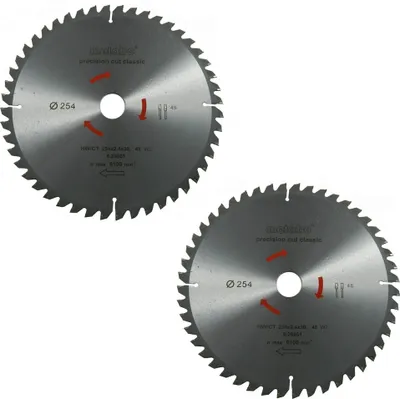 Produktbild von Metabo Kreissägeblatt Sägeblatt 254mm Z48 5°Neg. 2 Stück für Bosch GCM GTS