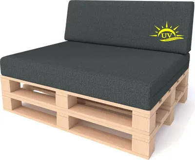 Produktbild von Pillows24 - Palettenkissen - 2 teiliges Set in Graphit - Waschbar Polster für Europaletten & Balkonmöbel - Indoor & Outdoor - Texas