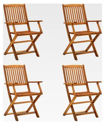Produktbild von Klappbare Gartenstühle 4 Stück Hochlehner, Campingstühle, Lehnstühle, Wetterfester Stuhl, Massivholz Akazie