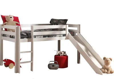 Produktbild von Einzelbett Spielbett Pino Mit Rutsche Kiefer 90 x 200 cm Weiß
