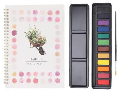 Zdjęcie produktu dla Aquarell-Arbeitsbuch für Anfänger, 12 Farben, Aquarellfarben-Set mit Pinsel für den Kindergarten
