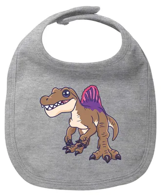 Produktbild von Huuraa Baby Lätzchen Spinosaurus Dinosaurier Heather Grey Klettverschluss  Baumwolle Latz Geschenkidee