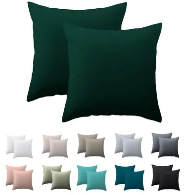 Produktbild von Kissenbezug 80 x 80 cm, 2er-Set – Kissenbezug 80 x 80 cm, dunkelgrün, 100 % Mikrofaser, mit Reißverschluss, weich und knitterfrei