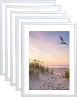 Produktbild von Set Bilderrahmen 21x29,7 DIN A4 Fotorahmen aus Kunststoff Bilder Foto Posterrahmen Collage Wanddeko AC-6 - Farbe: 5er Pack Weiß