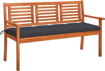 Produktbild von 3-Sitzer-Gartenbank mit Auflage 150 cm Massivholz Eukalyptus