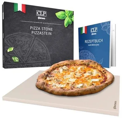 Produktbild von Famanu Pizzastein Set für Ofen oder Grill - 38x30 cm mit Rezeptbuch