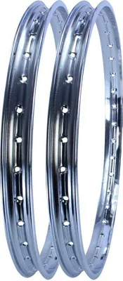 Immagine prodotto di 2x Ruota cromata 1,20x19 pollici (36 fori) universale per ciclomotore Mofa Mokick Hercules Kreidler Zündapp Puch Simson
