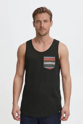 Produktbild von Blend BHElei Herren Tank Top mit Brusttasche Azteken-Muster Abgerundeter Saum Regular Fit