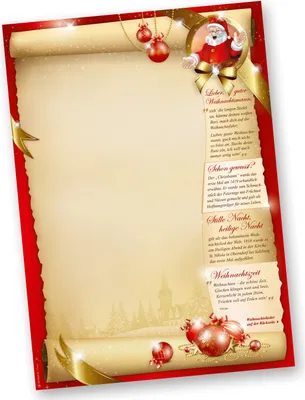 Produktbild von Weihnachtsbriefpapier SANTA CLAUS beidseitig (250 Blatt) Briefpapier mit Weihnachtsliedern auf der Rückseite für Weihnachten