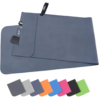 Produktbild von Pameil Fitness Handtuch |120x50cm| Kompakt & Schnelltrocknend mikrofaser Handtuch, Sporthandtuch, Reisehandtuch, Strandhandtuch mit Reißverschluss Tasche – Marineblau