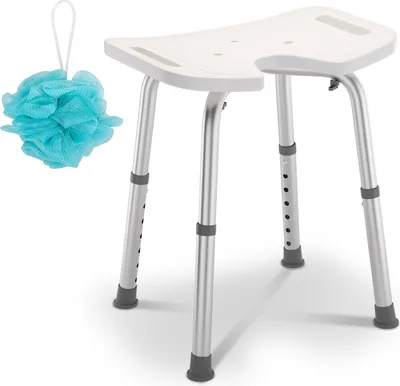 Produktbild von SWANEW Duschhocker Höhenverstellbar Duschstuhl bis 136kg Badhocker Badsitz -U-förmige Sitzplatte Anti-Rutsch