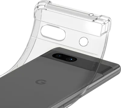 A clear phone case is shown partially covering a smartphone.