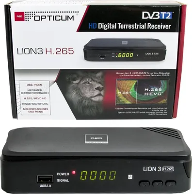 Produktbild von Opticum Lion 3 H.265 HEVC DVB-T2 Receiver HD Receiver PVR Ready