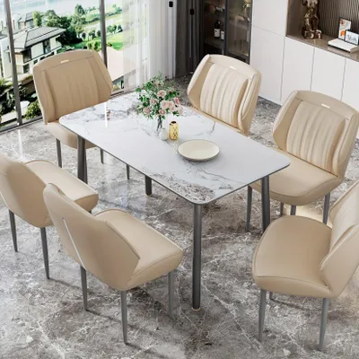 Produktbild von Esszimmerstühle, Set aus 2 – Gepolsterte Stühle mit breiter Rückenlehne und Metallbeinen, ideal für Esszimmer und Wohnzimmer