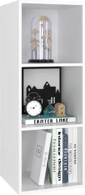 Image de Petite étagère - Étagère sur pied avec 3 compartiments cubiques - Étagère en bois pour le salon - Étagère de rangement moderne 30 x 30 x 80 cm - Blanche