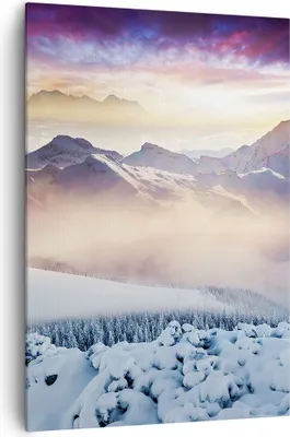 Produktbild von Bild auf Leinwand - Leinwandbild - Einteilig - Berge Schnee Winter - 70x100cm - Wand Bild - Wanddeko - Wandbilder - Leinwanddruck - Wanddekoration - Leinwand bilder - Wandbild - PA70x100-3596