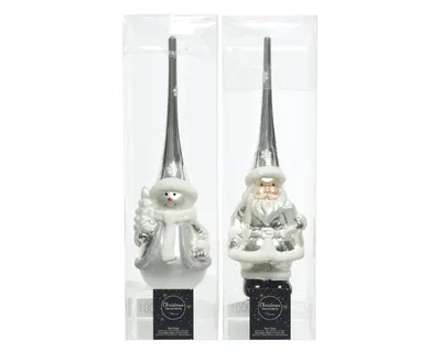 Produktbild von Weihnachten Peak Glasfigur d8 und h8 cm weiß/silber