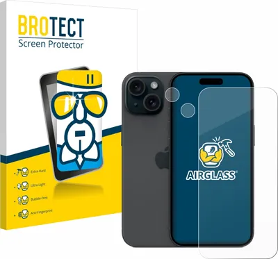 Produktbild von BROTECT Schutzglas für Apple iPhone 15 (Display+Kamera) Schutzfolie Panzer Folie Glas Display Schutz klar