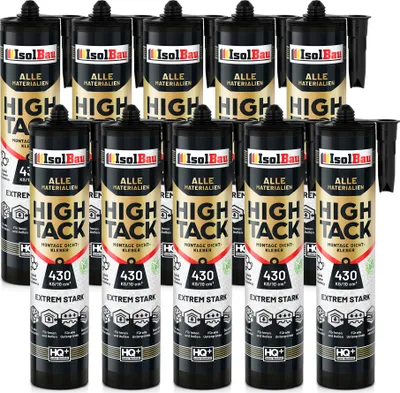 Produktbild von Isolbau Montagekleber High Tack - 10 x 470 g Extrem starker Hybrid MS Polymer Baukleber für Innen- & Außenbereich - 400 kg / 10 cm² - Weiß