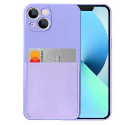 Produktbild von Smartphonica iPhone 13 Silikonhülle mit Kartenhalter und weicher Innenseite - Lila