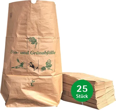 Productafbeelding van Famanu Composteerbare papieren vuilniszakken, 120 liter - Set van 25 vuilniszakken - Dubbelwandig en scheurvast