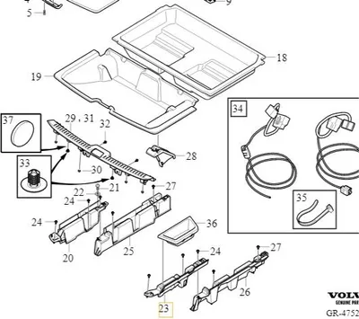 Produktbild von VOLVO XC90 II rechte Kofferraumbodenstütze 32353203