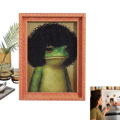 Produktbild von Lustiger Froschmagnet – 3,15 Zoll Hölzerne Vintage-Dekoration, Niedlich | Niedlicher Tier-Kühlschrankmagnet | Kleines Wohnornament Für Küche, Schrank