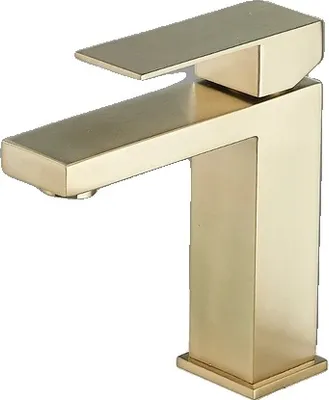 Produktbild von Badezimmer Waschtischarmatur, Mattschwarz, Aufsatzmontage, Bürsten-Gold Kurz