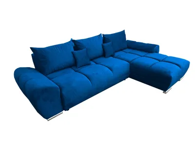 Produktbild von Modernes Ecksofa Sydney L-Form mit Schlaffunktion und Bettkasten, Dunkelblau Monolith 77