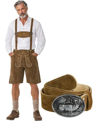 Produktbild von Kurze Lederhose Jakob - olivbraun, 54