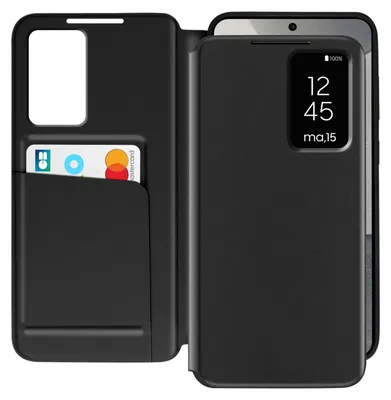 Produktbild von Avizar, Fensterhülle für Samsung Galaxy S25 und S24 mit Kartenklappe, Schwarz