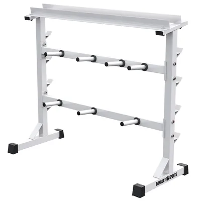 Produktbild von GORILLA SPORTS® Hantelablage - 3 Ebenen, 30mm, bis 400 kg, Stahl, Weiß - Gewichteständer, Hantelscheibenständer, Hantelscheibenablage, Hantelständer, Langhantelablage, Langhantelständer