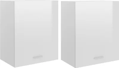 Produktbild von vidaXL Hängeschränke 2 Stk. Hochglanz-Weiß 50x31x60 cm Holzwerkstoff