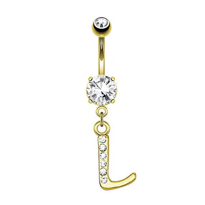 Produktbild von Taffstyle Bauchnabelpiercing Bauchnabelpiercing Buchstaben Kristall Schmuck Anhänger vergoldet, L