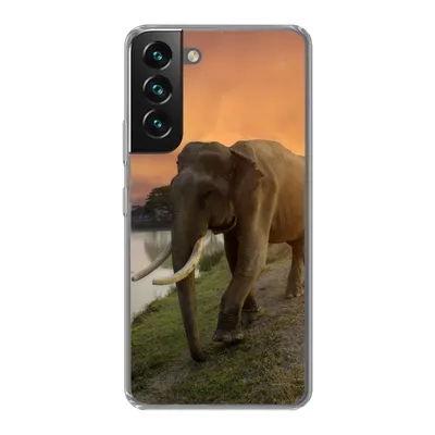 Produktbild von MuchoWow® Handyhülle Schutzhülle Hülle für Samsung Galaxy S22 Elefant - Wasser - Tiere - Sonnenuntergang - Natur Silikon Softcase Handy Hülle - Mobiltelefonhülle