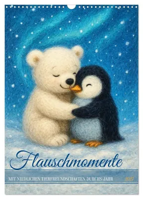 Produktbild von Flauschmomente - Mit niedlichen Tierfreundschaften durchs Jahr (Wandkalender 2027 DIN A3 hoch), CALVENDO Monatskalender