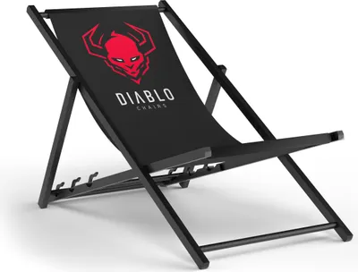 Produktbild von Diablo Liegestuhl Strandliege  Gartenliege Gartenstuhl Strandstuhl Sonnenliege für Strand, Garten, Balkon und Terrasse Holz Klappbar, Farbe: Schwarz-Rot