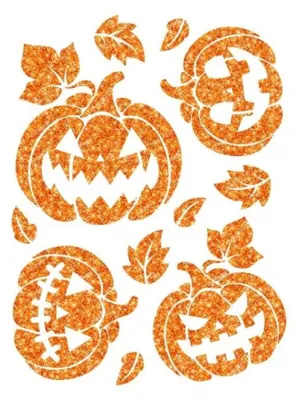 Glitter-Sticker Pompoen 30x40 cm, Halloween-Deko, Orange