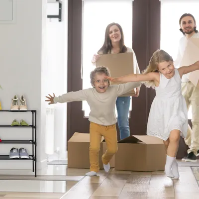 Produktbild von Relaxdays Stoff Schuhregal Stecksystem, 4 Ebenen, für 12 Paar Schuhe, Schuhständer hoch, HxBxT 68 x 62 x 28 cm, schwarz
