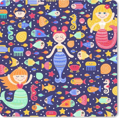 Produktbild von MuchoWow® Mauspad Mousepad Meerjungfrau - Fisch - Muster 30x30 cm - Mousepads - Maus Mat - Pad - Mausunterlage - Gaming