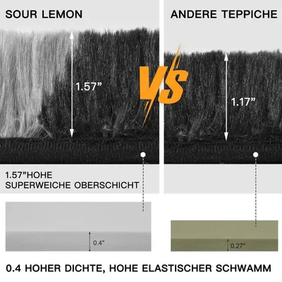 Produktbild von Hochflor Teppich Wohnzimmer 200x300cm Grau/Schwarz