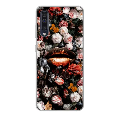 Produktbild von MuchoWow® Handyhülle Schutzhülle Hülle für Samsung Galaxy A50 Lippen - Blumen - Farbe - Orange - Kunst - Abstrakt - Alte Meister Silikon Softcase Handy Hülle - Mobiltelefonhülle