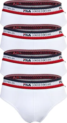 Produktbild von FILA Herren Slip, 4er Pack - Briefs, Logobund, Baumwolle Stretch, einfarbig Weiß M