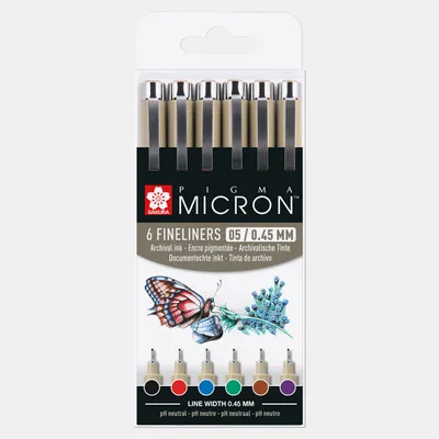 Obrázek produktu pro Sakura Pigma Micron 05 fineliner 0,45 mm – sada 6 barev - sada 6 farieb