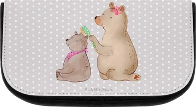 Produktbild von Mr. & Mrs. Panda Kulturbeutel Bär Kind - Grau Pastell - Geschenk, Muttertag, Familie, Make-up Organizer, kulturtäschchen, Mutti, Mama, Kosmetiktasche, kosmetiktäschchen