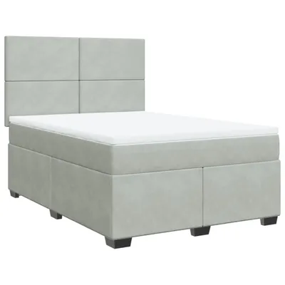 Produktbild von Boxspringbett mit Matratze Hellgrau 140x190 cm Samt